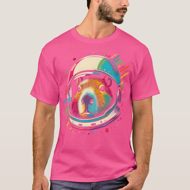 Space Capybara Mum Dad Astronaut Space T-Shirt (Front)