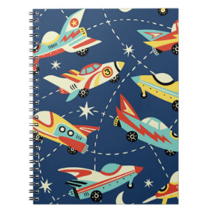 Space Cars: Vintage Dark Blue. Notebook