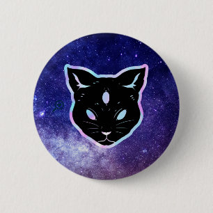 Space Cat 6 Cm Round Badge