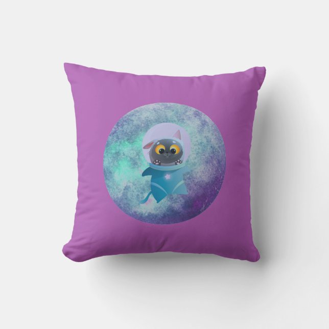 Space Cat Accent Pillow (Front)