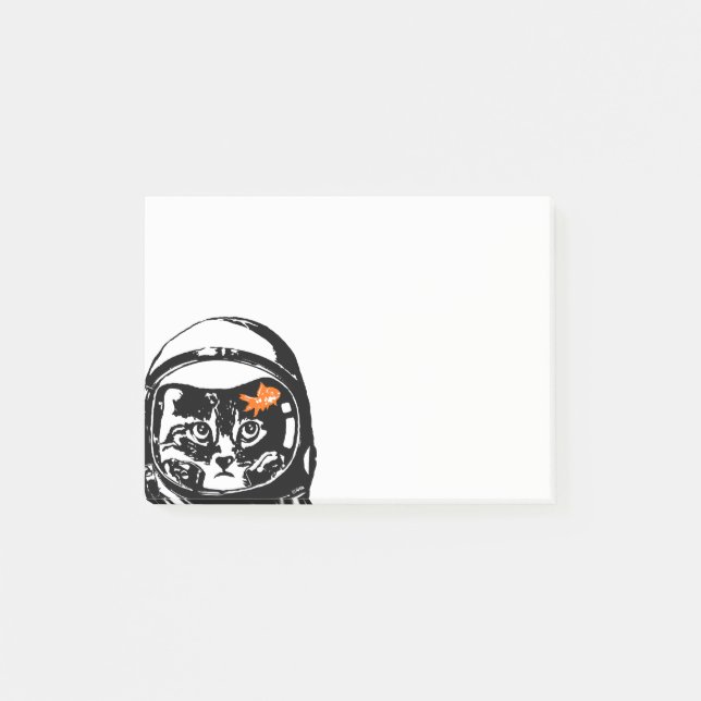 Space cat and the goldfish post-it notes (Front)