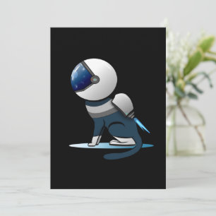Space Cat Astronaut Flying   Invitation