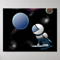 Space Cat Astronaut Flying
