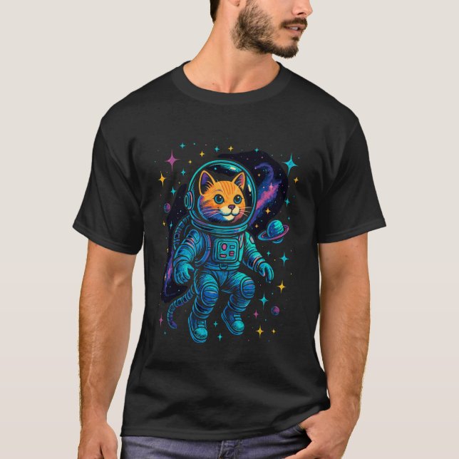 Space Cat - Astronaut Kitten in Space T-Shirt (Front)