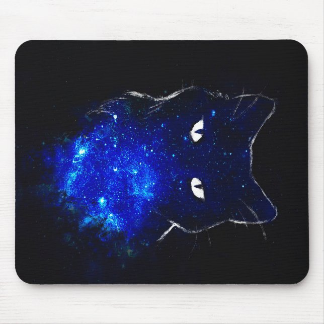 Space Cat Black Cat Gift, Cute Kitten Galaxy Gift Mouse Pad (Front)