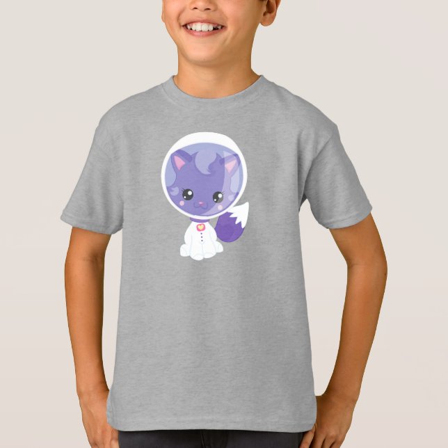 Space Cat, Cute Cat, Astronaut, Cosmonaut, Space T-Shirt (Front)