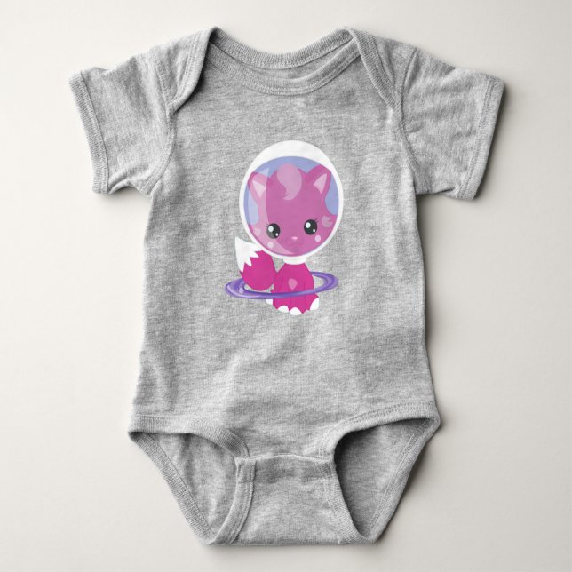 Space Cat, Cute Cat, Space, Cosmonaut, Astronaut Baby Bodysuit (Front)
