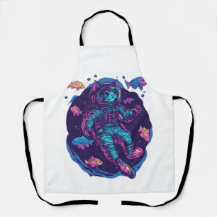 Space Cat Dreams � Funny Vaporwave Galaxy Kitty Apron