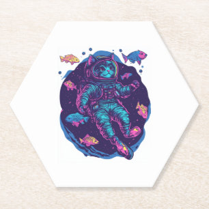 Space Cat Dreams � Funny Vaporwave Galaxy Kitty Paper Coaster