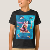 Space Cat Eating Pizza - Rainbow Laser Eyes, Burri