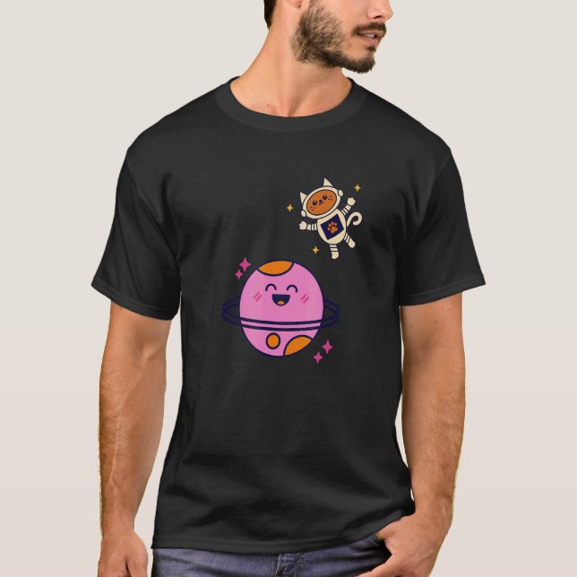 Space Cat Galaxy T-Shirt (Front)