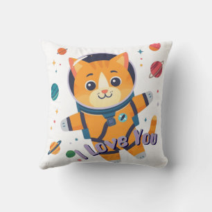 Space Cat Galaxy Throw Pillow 16"x16"
