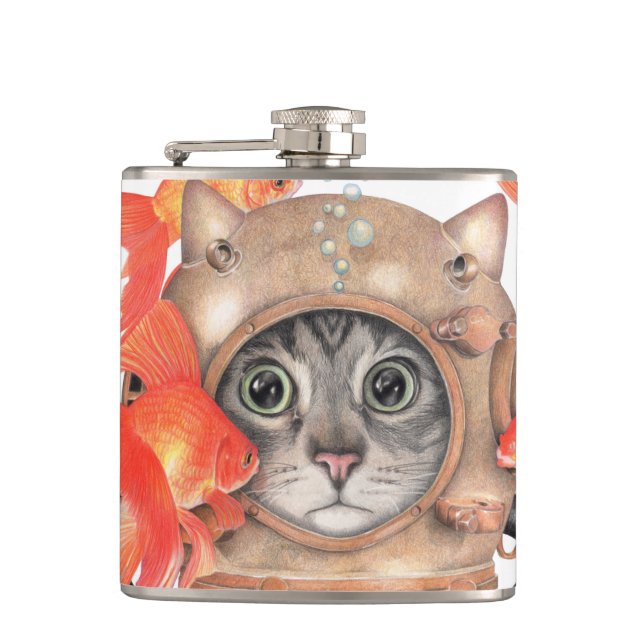 Space Cat Hip Flask (Front)