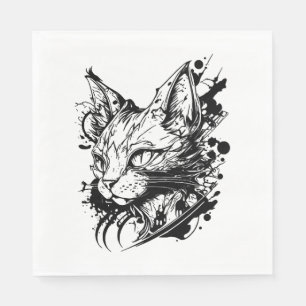 Space Cat In Vintage Tattoo Style Napkin