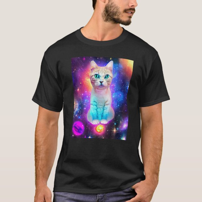 Space Cat Kitty Kitten In Cat Style 15 T-Shirt (Front)