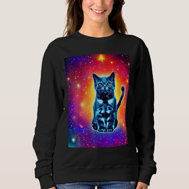 Space Cat Kitty Kitten In Cat Style 1 Sweatshirt (Front)