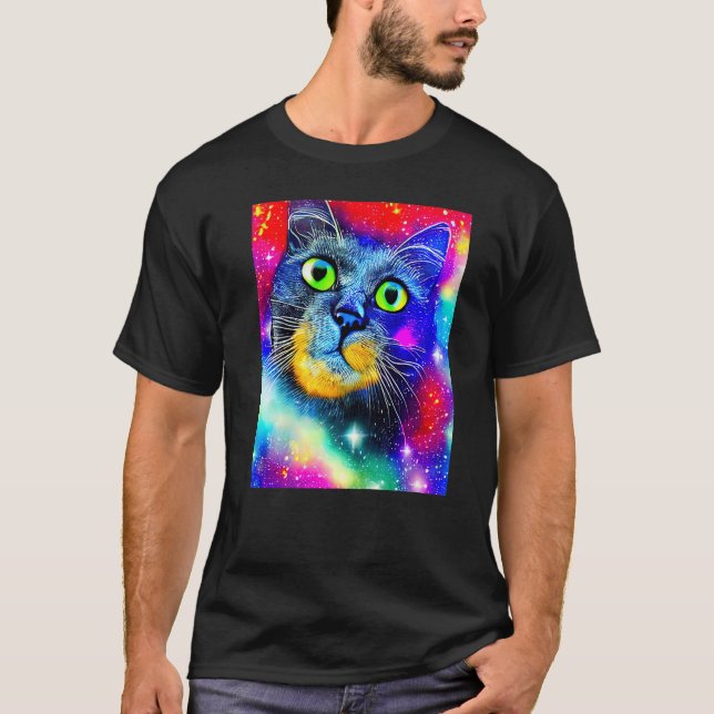 Space Cat Kitty Kitten In Cat Style 8 T-Shirt (Front)