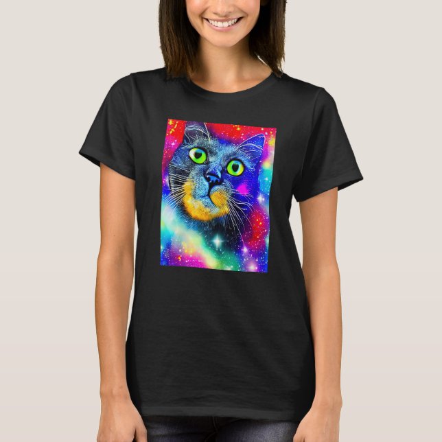 Space Cat Kitty Kitten In Cat Style 8 T-Shirt (Front)