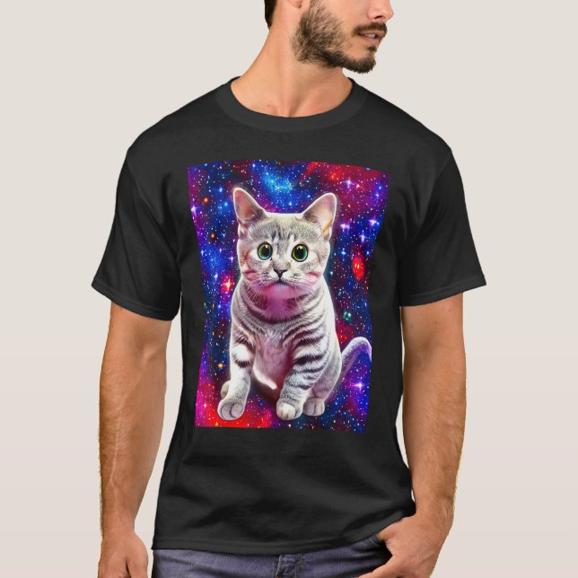 Space Cat Kitty Kitten In Cat Style T-Shirt (Front)