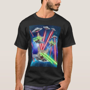 Space Cat Laser Cat Eyes Ufo Cute Kitten T-Shirt