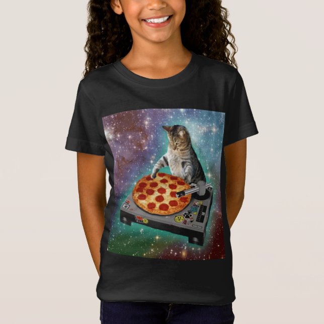 Space Cat Meme Galaxy Universe Pizza Kitty Kitten  T-Shirt (Front)
