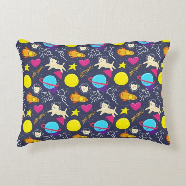 Space Cat Pattern Decorative Cushion (Front)