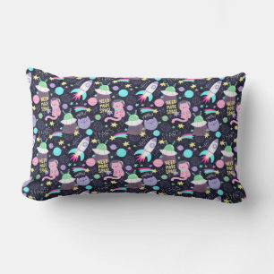 Space Cat Pattern Lumbar Cushion