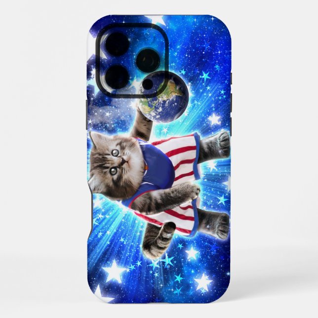Space cat playing basketball                       iPhone case (Back)