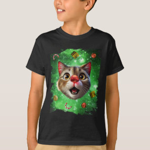 Space Cat Reindeer T-Shirt