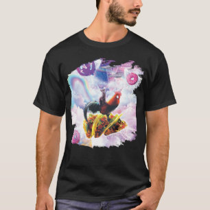 Space Cat Riding Chicken Unicorn  Taco & Doughnut T-Shirt