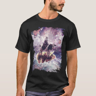 Space Cat Riding Cow Unicorn  Pizza & Taco T-Shirt