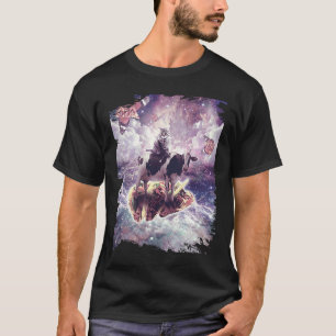 Space Cat Riding Cow Unicorn Pizza & Taco T-Shirt