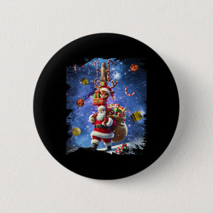 Space Cat Riding Reindeer And Santa Christmas 6 Cm Round Badge