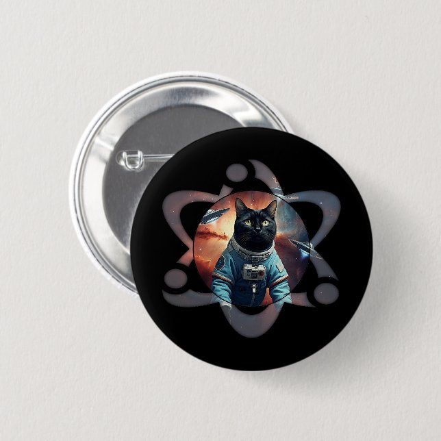 Space Cat Science 6 Cm Round Badge (Front & Back)