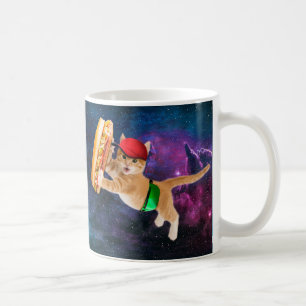 Space cat with caps and fanny pack coffee mug