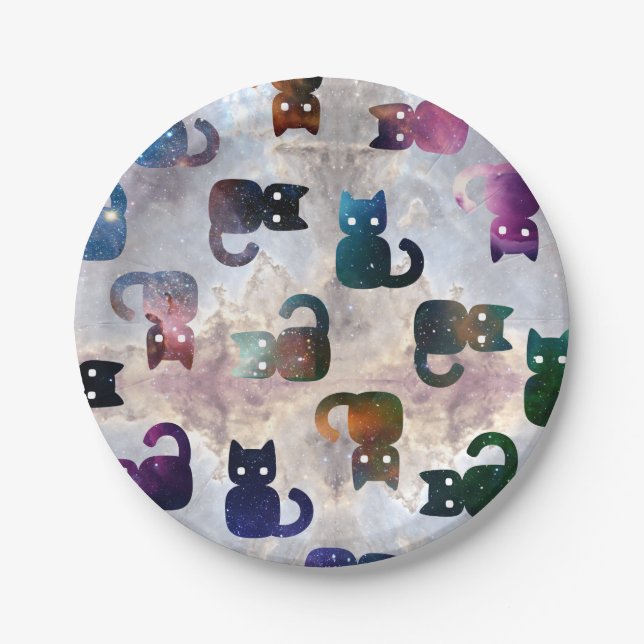Space Cats Cute Cat  Paper Plate (Front)