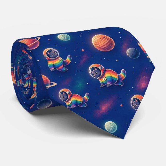 Space Cats Intergalactic Planets Solar System Tie (Rolled)