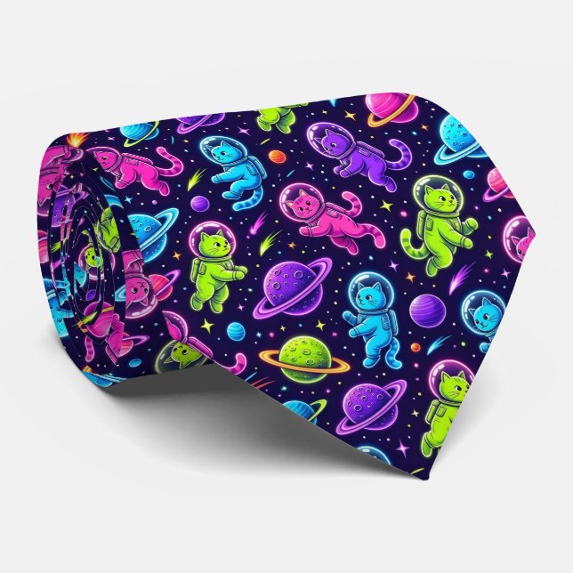 Space Cats Intergalactic Planets Solar System Tie (Rolled)