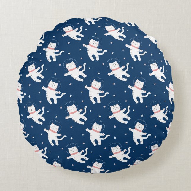 Space Cats Round Pillow (Front)