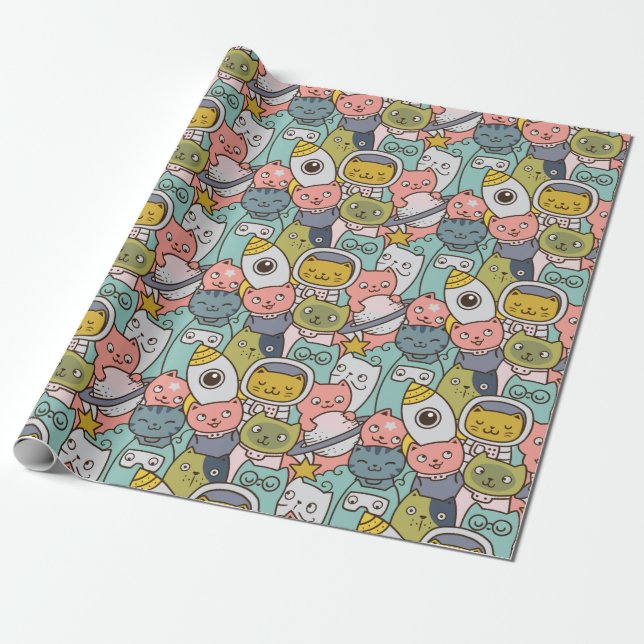 Space Cats Wrapping Paper (Unrolled)