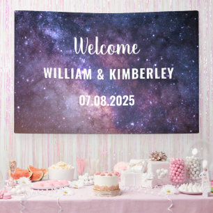 Space Celestial Sky Galaxy Nebula Elegant Wedding  Banner
