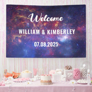 Space Celestial Sky Galaxy Nebula Elegant Wedding Banner