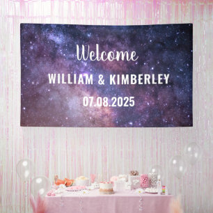 Space Celestial Sky Galaxy Nebula Elegant Wedding Banner