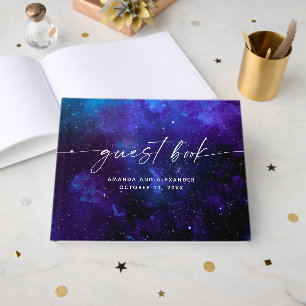 Space Celestial Wedding   Elegant Galaxy Cosmic Guest Book