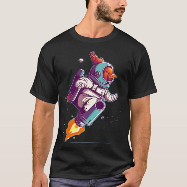 Space Chicken with Space Suit T-Shirt (Front)