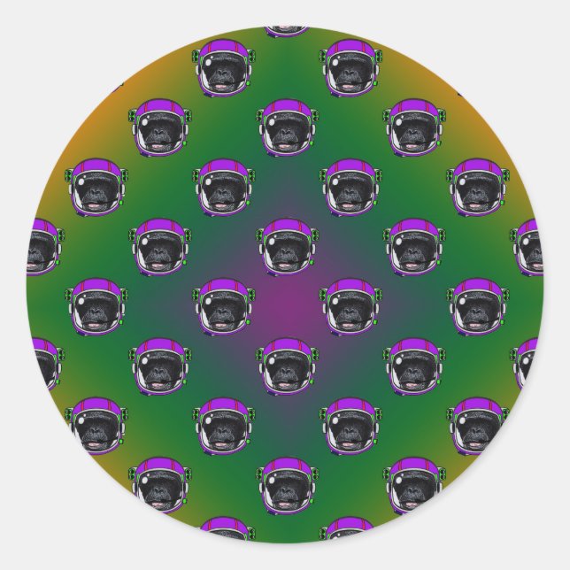 Space Chimp Classic Round Sticker (Front)