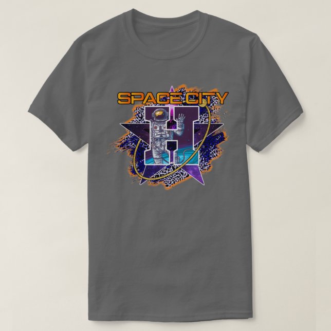 Space City Leopard Baseball T-Shirt (Design Front)