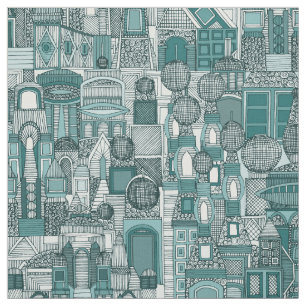 space city mono teal fabric