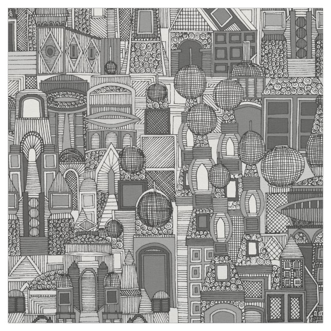 space city sun red fabric (Swatch)