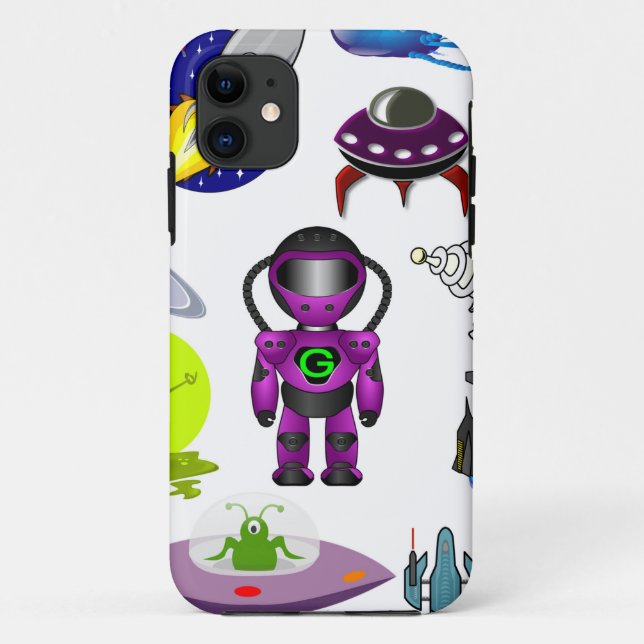 space clip art aliens space craft Case-Mate iPhone case (Back)